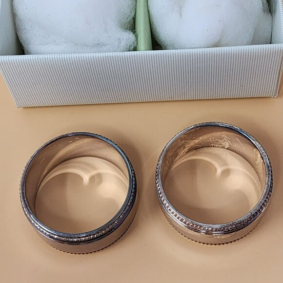 William-Sonoma Hotel Silver Napkin Rings Set Of 4 Silver-Plated Beaded Style - Picture 5 of 13